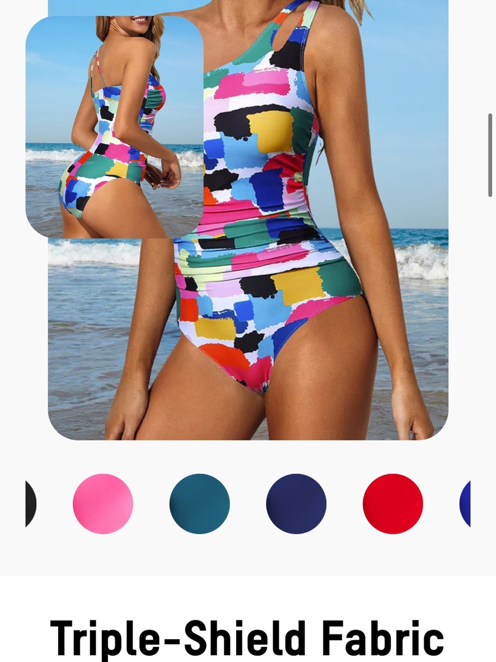 Colorblock Abstract One-Piece Swimsuit - Bright Multicolor